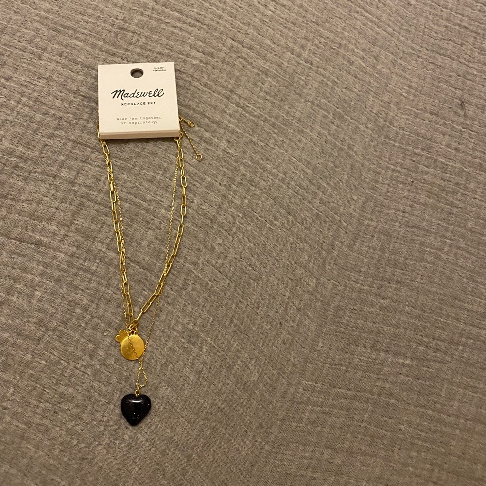 NWT Madewell Stone Collection Heart Pendant Necklace Set
